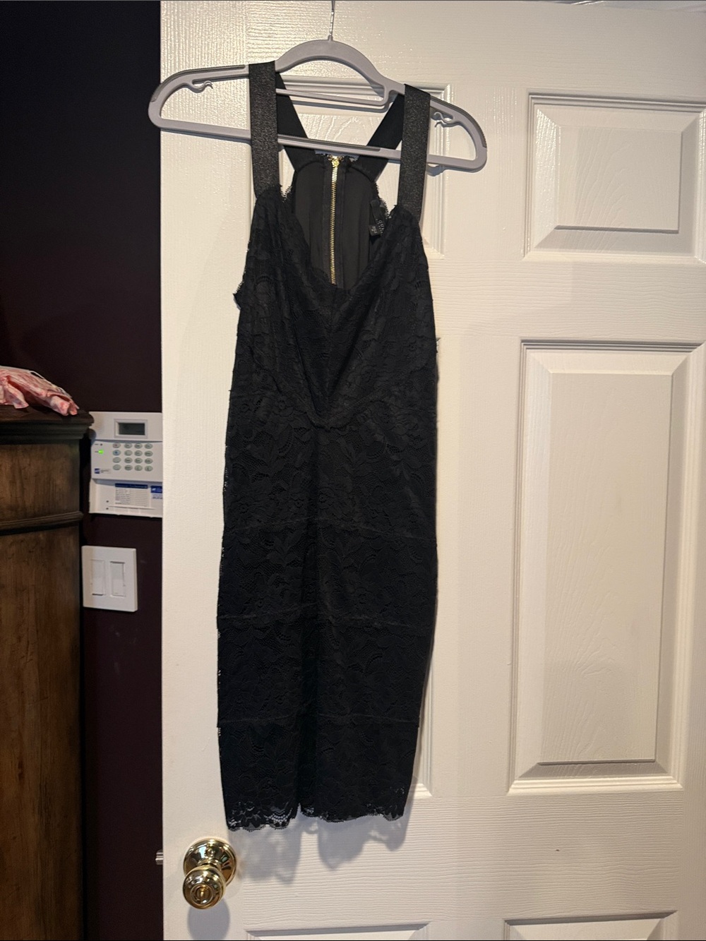Guess Black Lace Midi Dress with Strappy Back